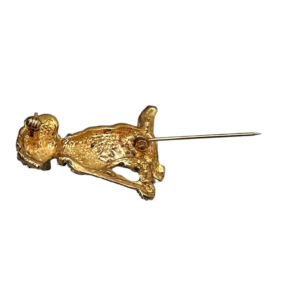 Vintage Crystal Dog Pin Brooch Gold Tone - Picture 7 of 10
